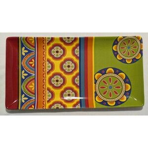 Pier 1 Mexicali 18X9.5" Ironstone Serving Platter Colorful Bohemian Discontinued